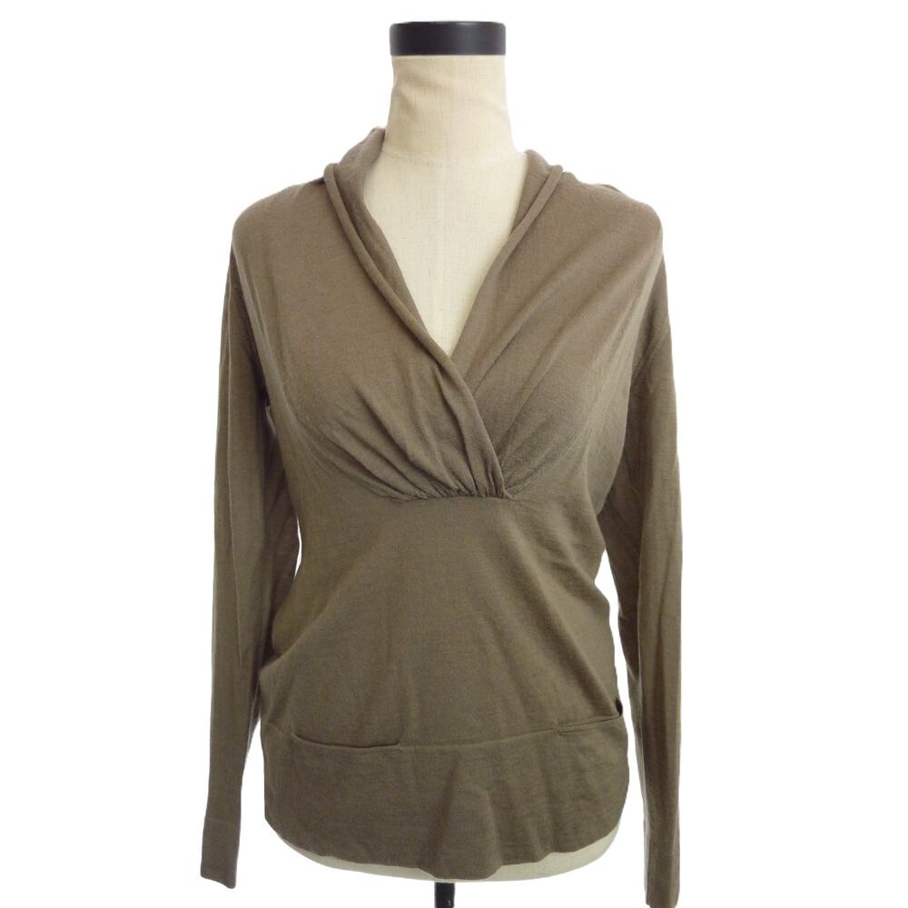 Banana Republic Crossover Drape Olive Brown Wool Sweater Top S